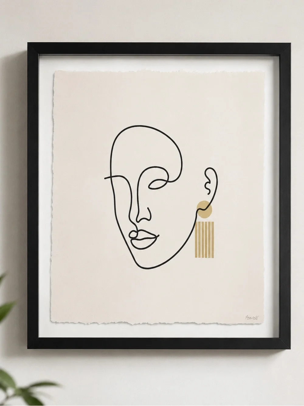 Hobby Lobby Black Line Portrait Art with Gold Accent